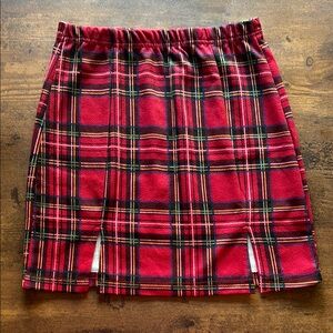 SHEIN Red and Black Mini Pencil Skirt with Slit